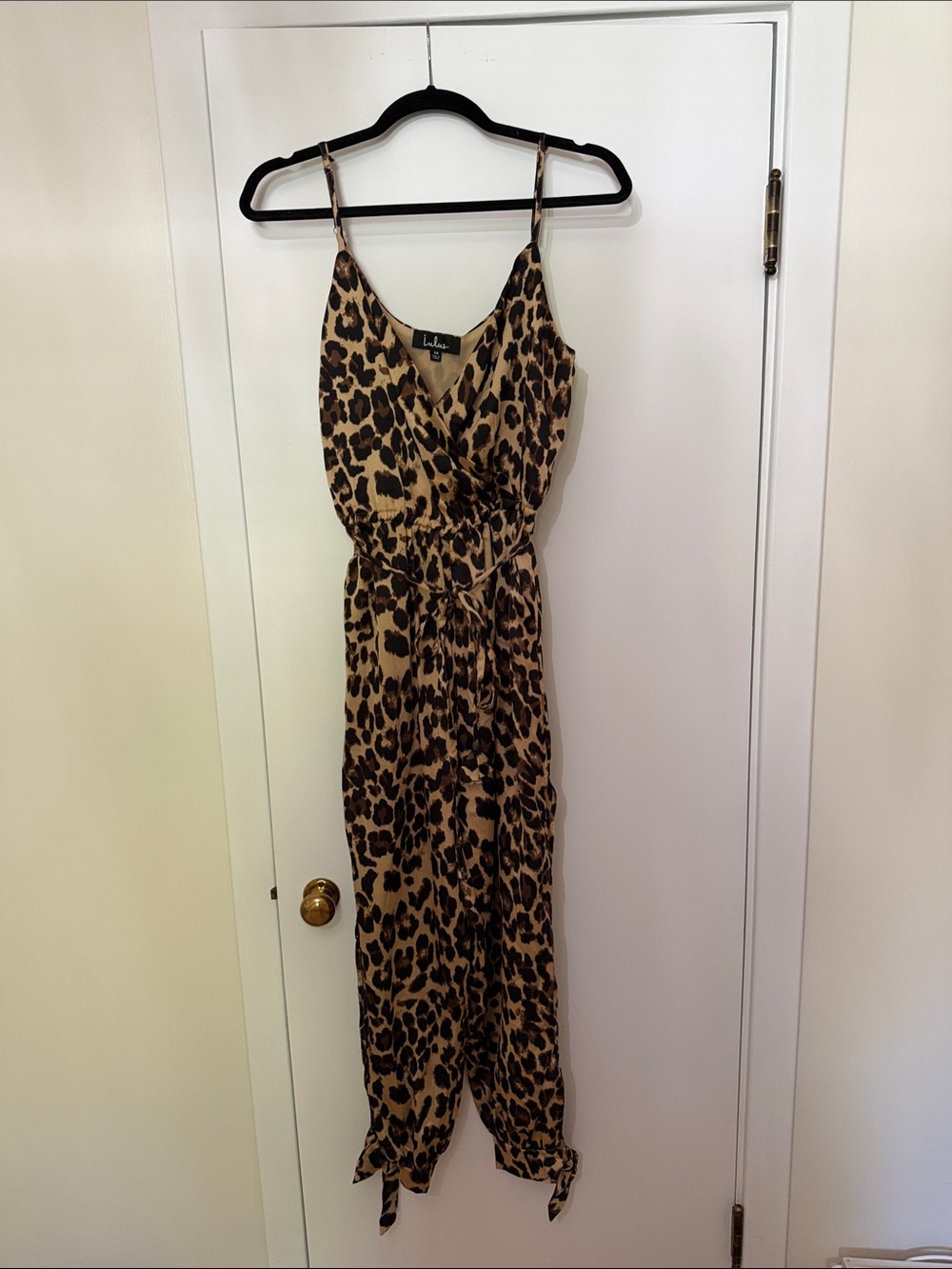 Lulus Strapless Leopard Print Jumpsuit - Tan & Black